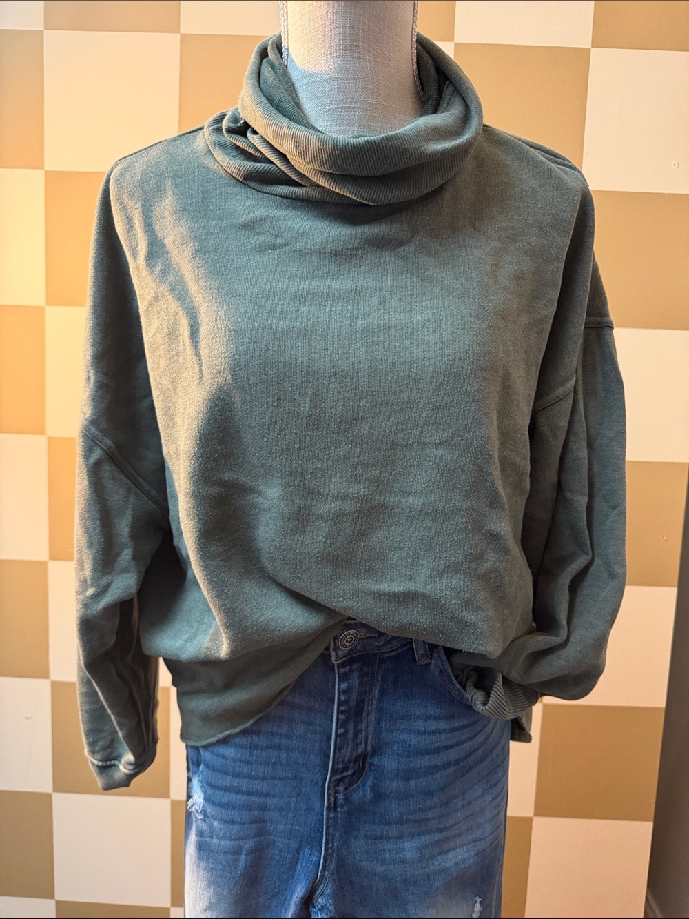 aerie Olive Green Cowl Neck Sweatshirt